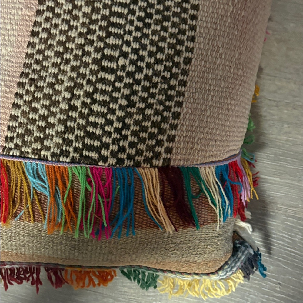 NATURAL LIFE Woven Pillow with Colorful Fringe - Picture 10 of 11